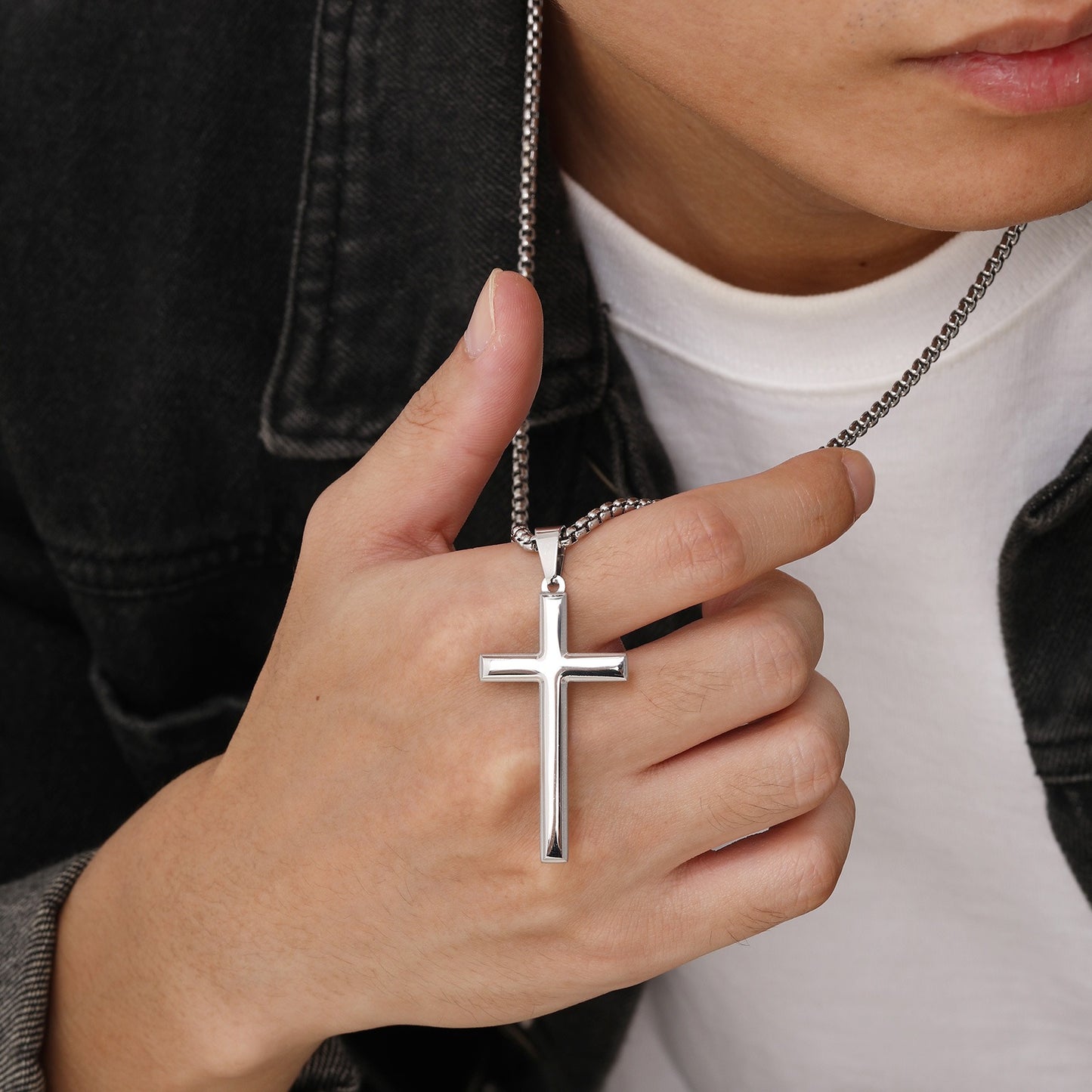 Steel Cross Pendant Necklace – Polished Minimalism in Silver, Gold & Black PN2045