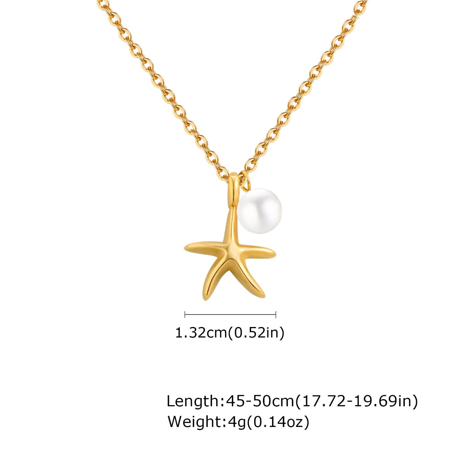 Collar con colgante de estrella de mar y perla Kemstone Ocean Whisper: joyería minimalista de acero inoxidable para combinar con elegancia diaria NC-1847