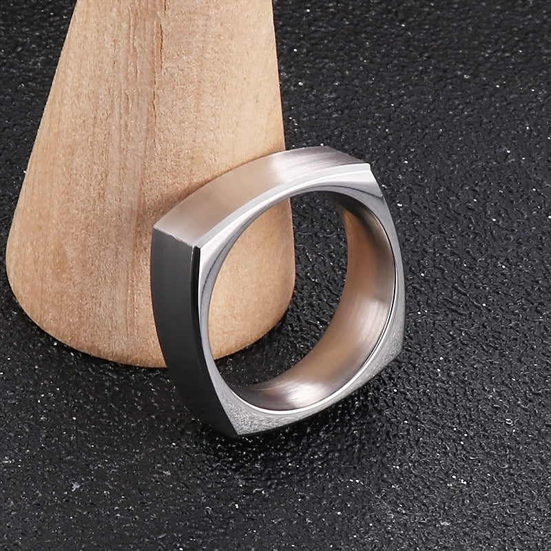 Anillo Kemstone cuadrado de acero cepillado para hombre: diseño minimalista moderno para el día a día KR102160-KFC