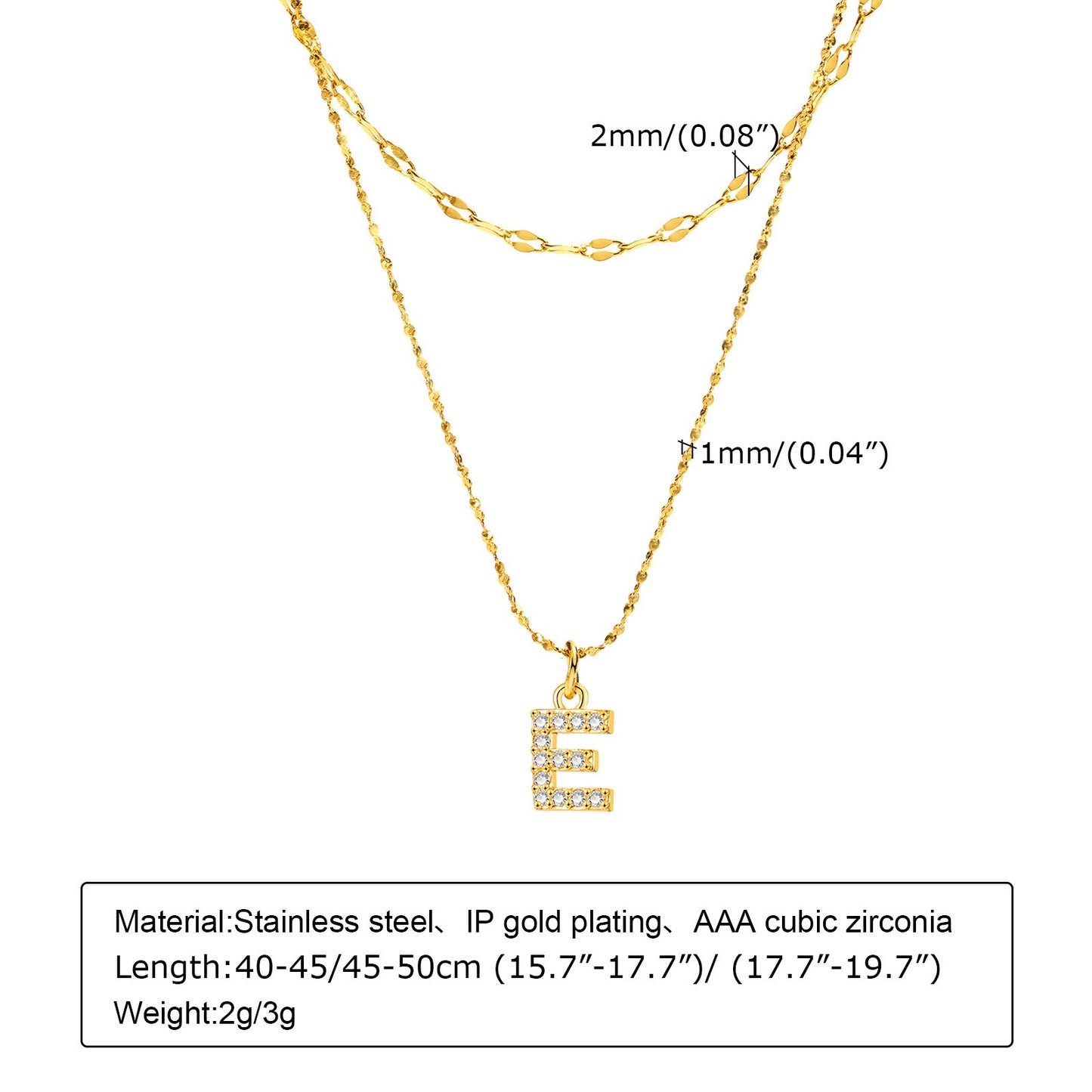 Collana Kemstone in acciaio inossidabile con 26 lettere, catena a stella infinita e zirconi, set estivo da 2 pezzi NC-1325G