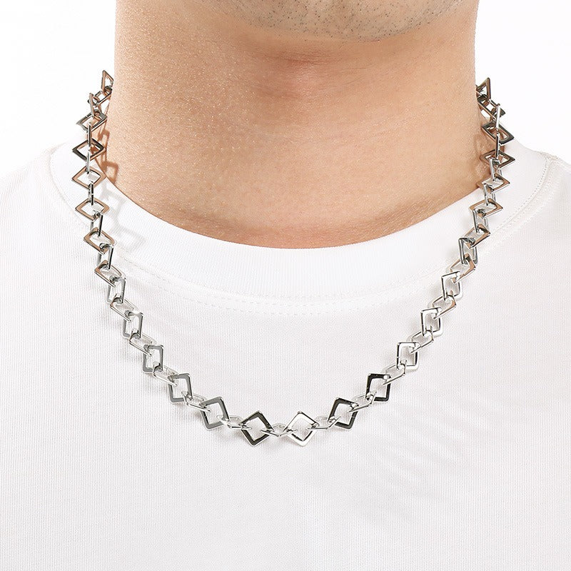 Kemstone Square Link Chain Necklace Bracelet Stainless Steel for Men Women KB211661-KFC