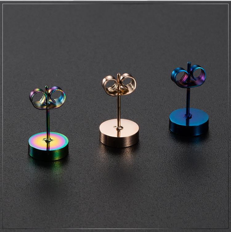 Kemstone Sand Textured Stud Earrings for Men & Women Stainless Steel Round Finish K-E012