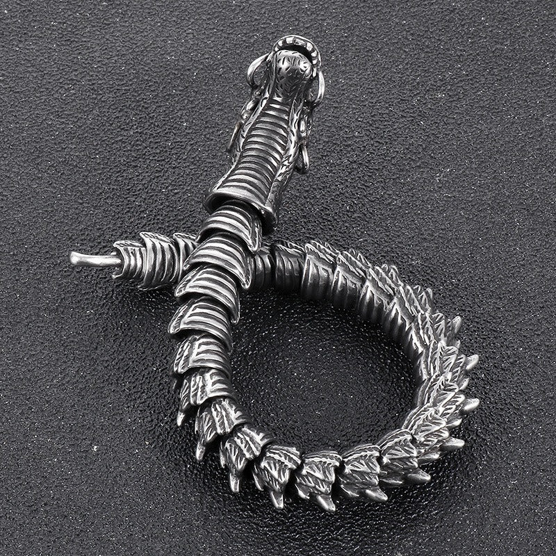 Kemstone Men’s Dragon Head Bracelet – Blackened Stainless Steel with Green Eyes KB170307