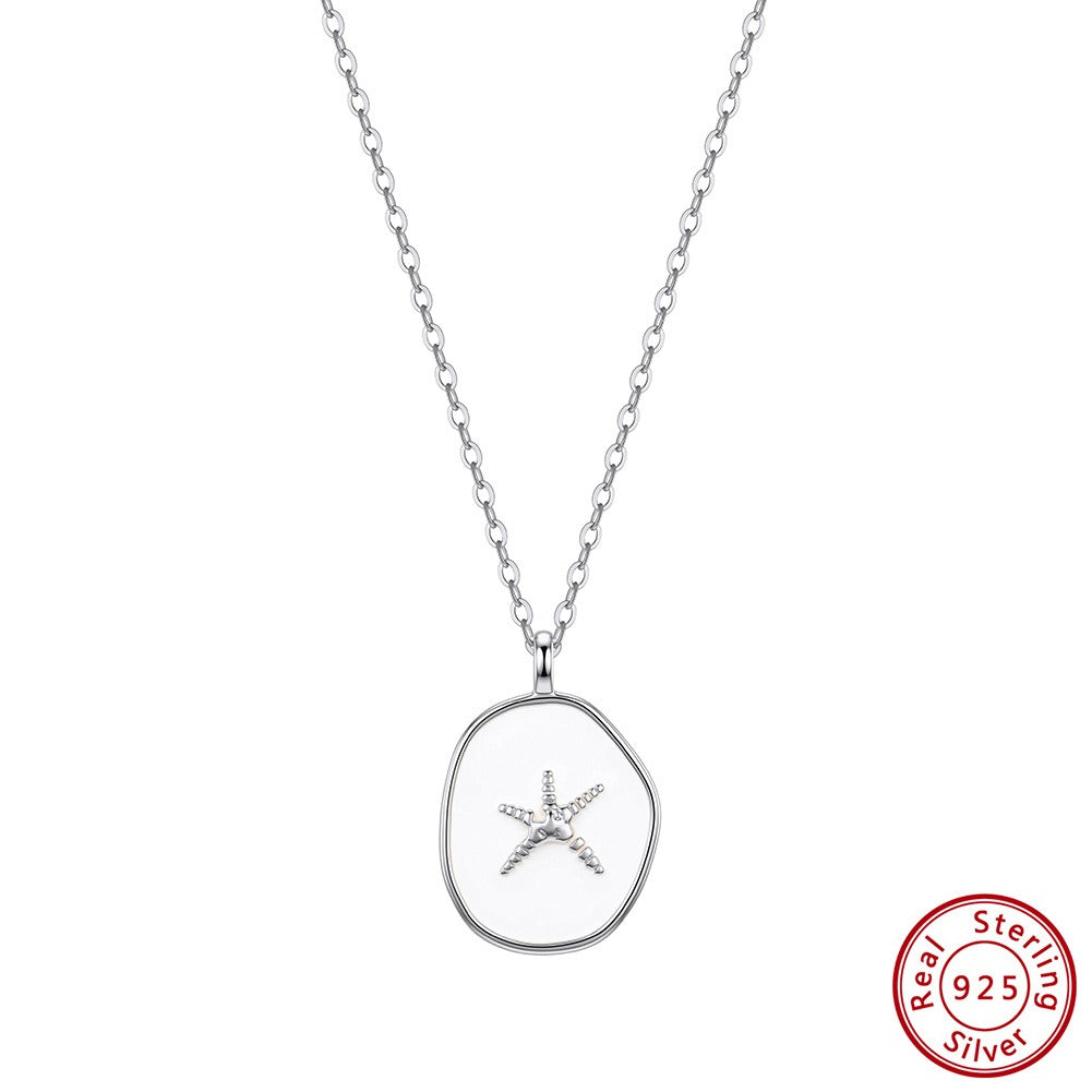 Kemstone Starfish Pendant Necklace for Women 925 Sterling Silver Enamel Round Beach Style Gold Silver SAPN61