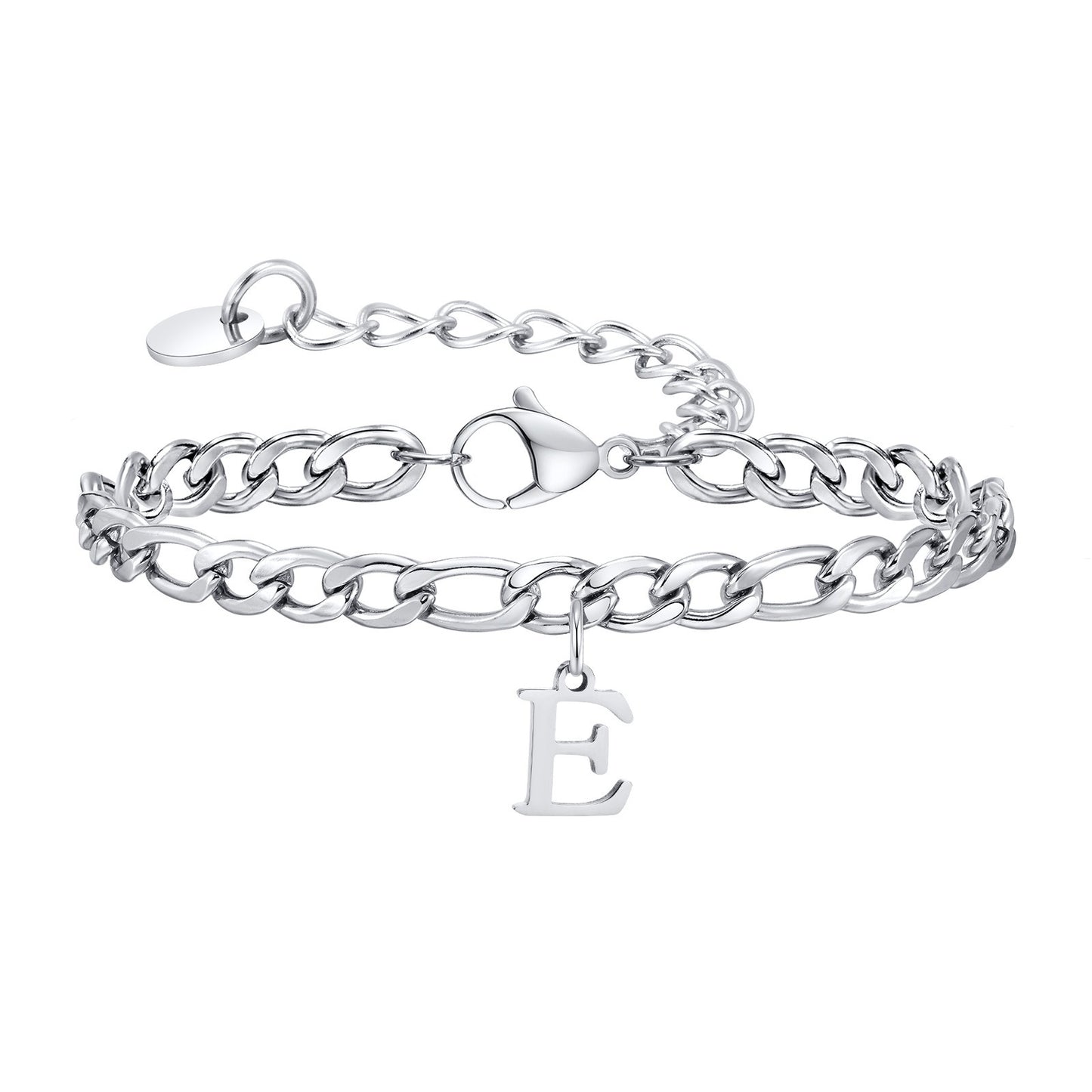 Kemstone Men's Stainless Steel 3:1 NK Chain Bracelet with Bold Alphabet Pendant - Durable Everyday Accessory for Casual to Formal Looks BR-2058