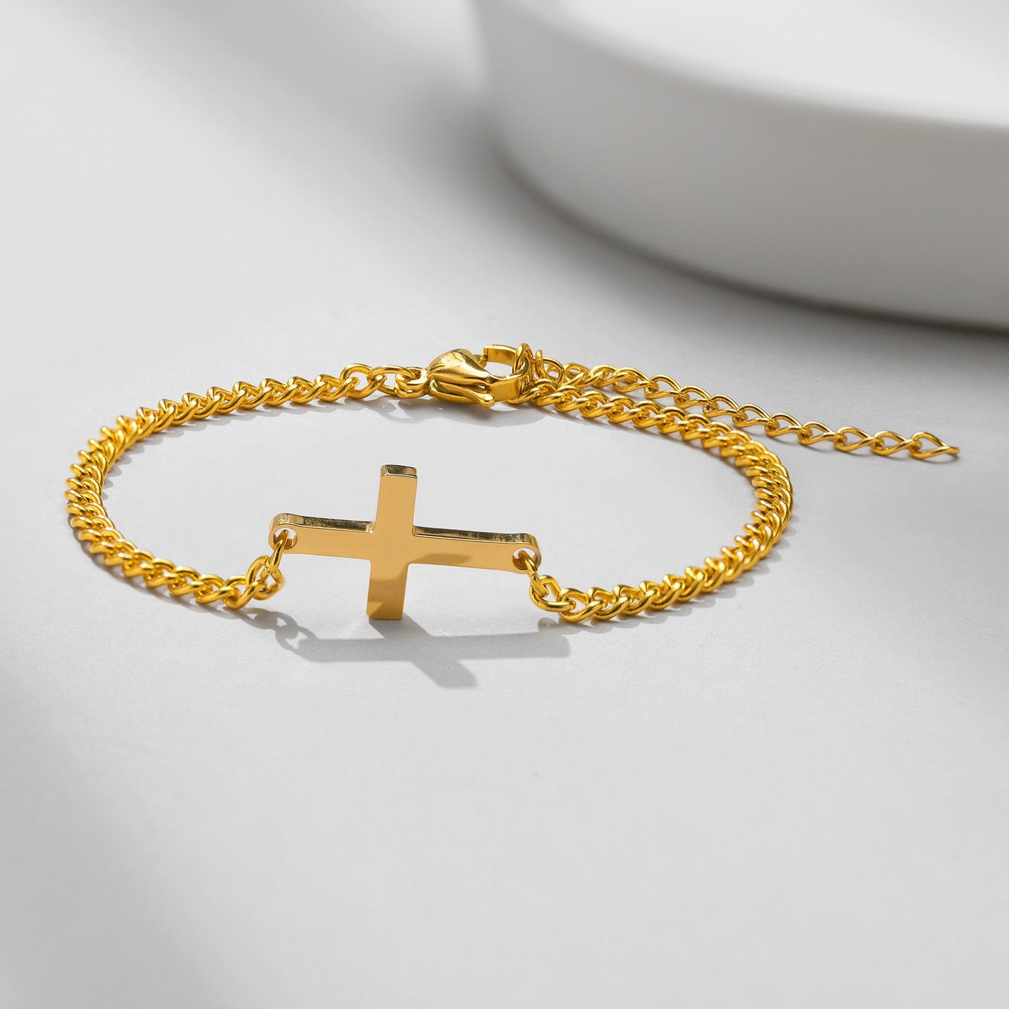 Pulsera minimalista de mujer con cadena de cuentas cruzadas de acero inoxidable Kemstone BR-1125