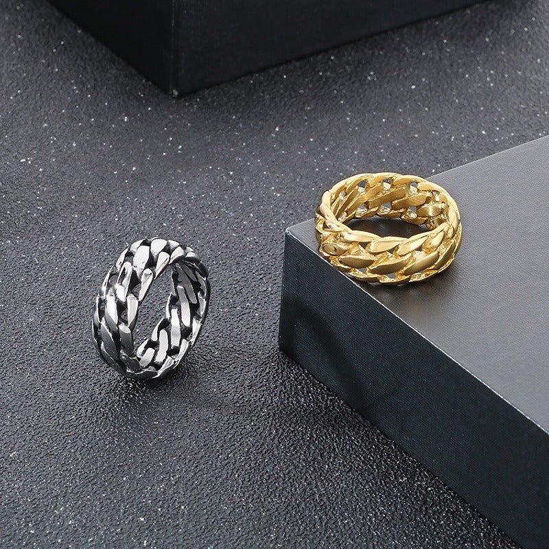 Kemstone Motorcycle Chain Ring – Titanium Steel Punk Band for Men | Vintage Gothic Street Style KR111740-KJX