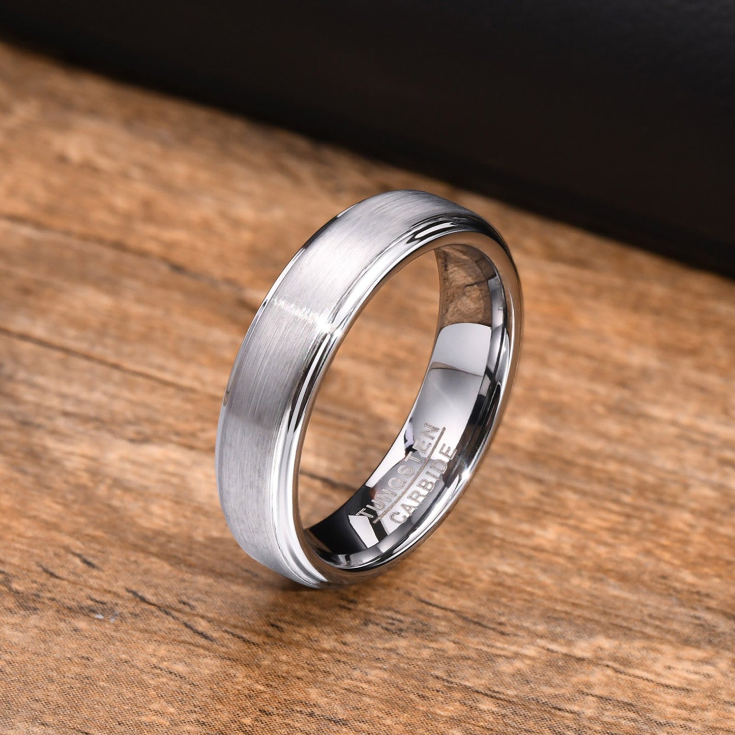 Kemstone Tungsten Steel Graduation Ring – 5mm Black & Gold Matte Finish Men's TCR-061