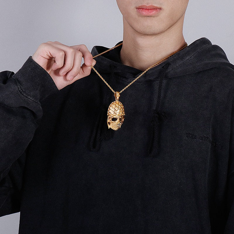 Kemstone Gothic Skull Pendant Necklace for Men – Titanium Steel KP37967-D