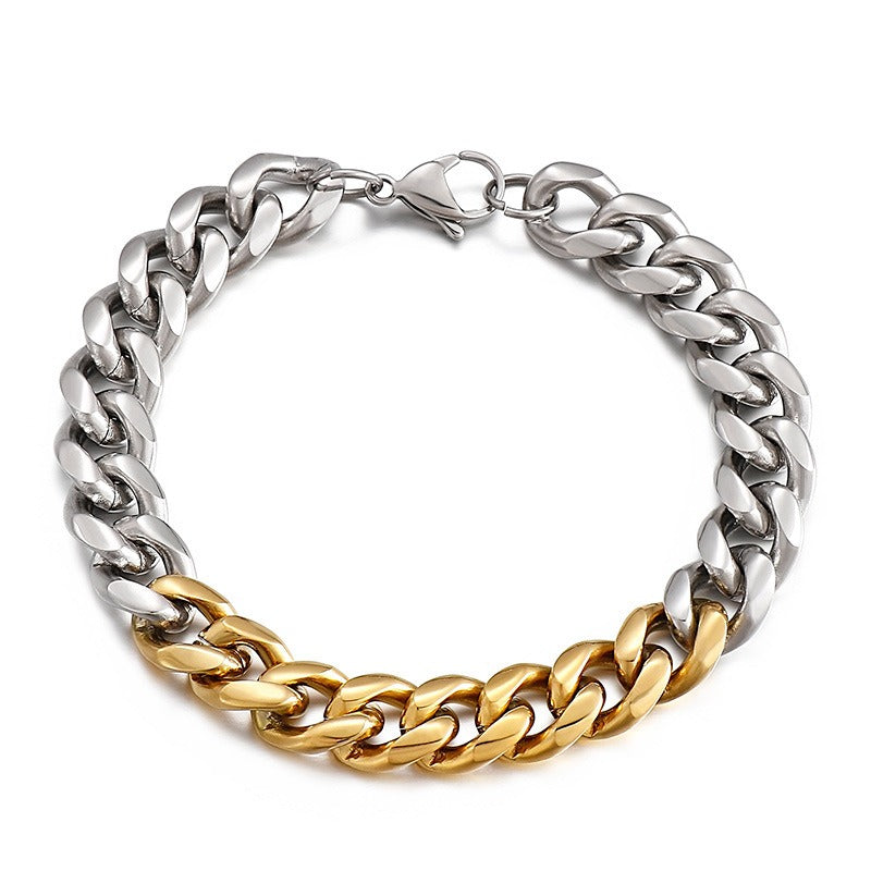 Kemstone Modular Titanium Steel Bracelet – Multi-Tone Urban Link Design, Adjustable Streetwear Accessory for Men KB139945-Z