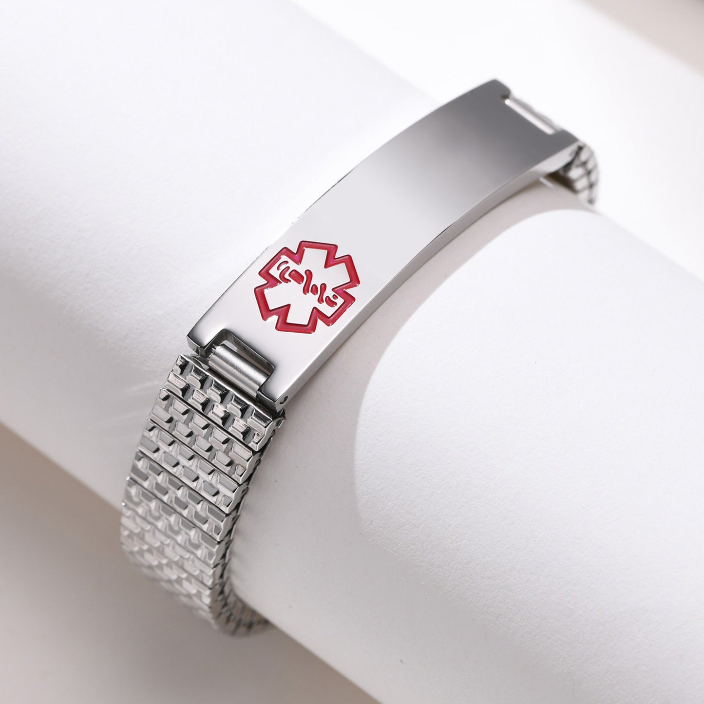 Pulsera elástica de alerta médica – Banda de identificación de acero inoxidable de 12 mm BR-263
