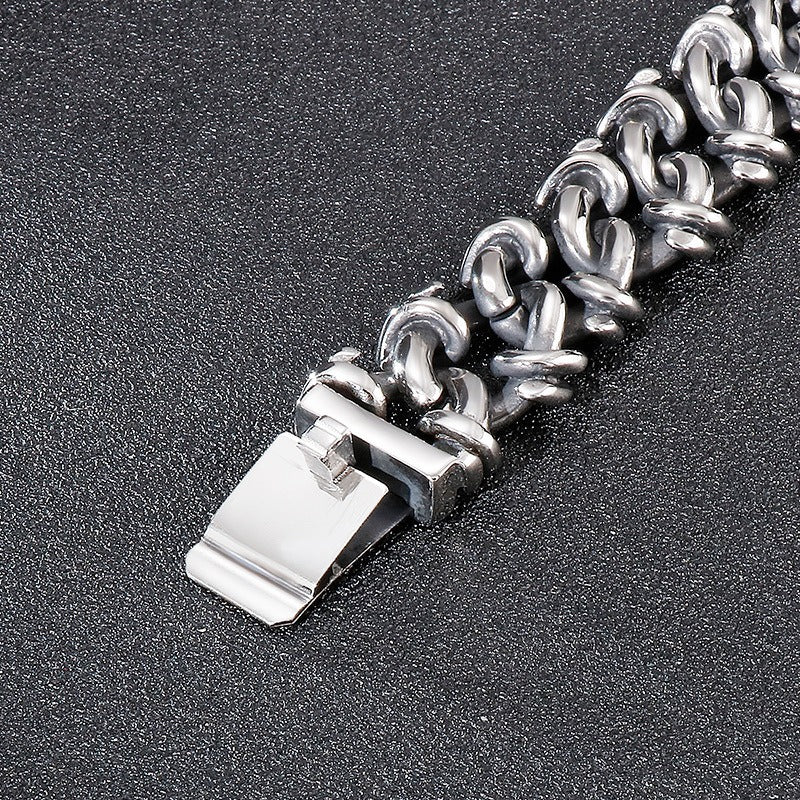 Kemstone Men’s Stainless Steel Viking Chain Bracelet – 16–20mm Gothic Street Warrior KB82293-BD