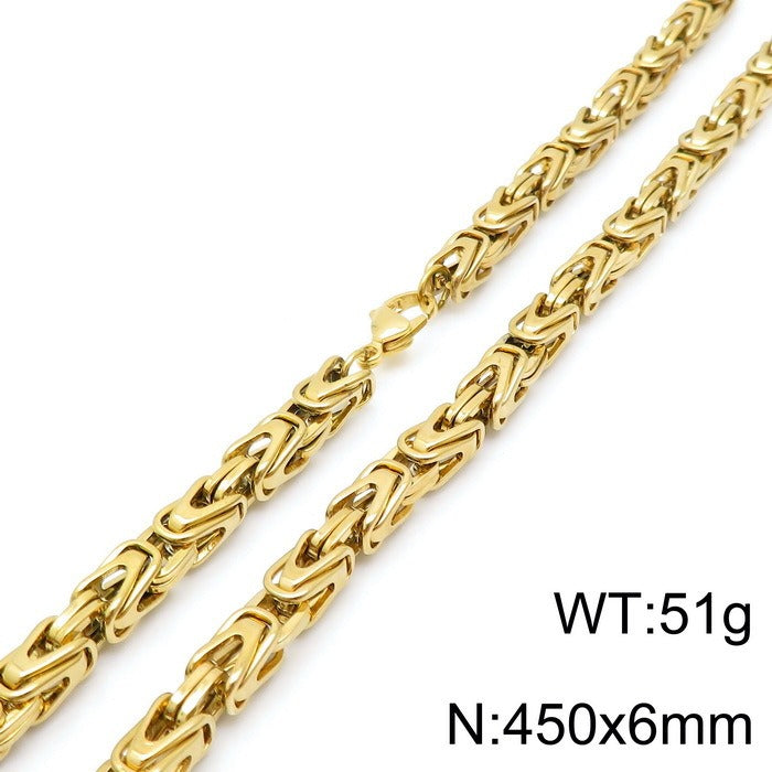 Kemstone Men’s V-Byzantine Stainless Steel Chain Set – Bold Hip Hop Link Necklace & Bracelet, 20–50cm KS141151-Z