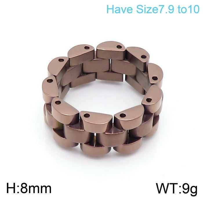Kemstone Men’s Matte Geometric Ring – 8mm Minimalist Stainless Steel Band KR89119-K