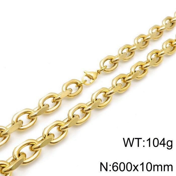 Kemstone Matte Stainless Steel O-Link Chain Set – Gothic Rock Choker & Bracelet for Men’s Urban Streetwear KS138454-Z