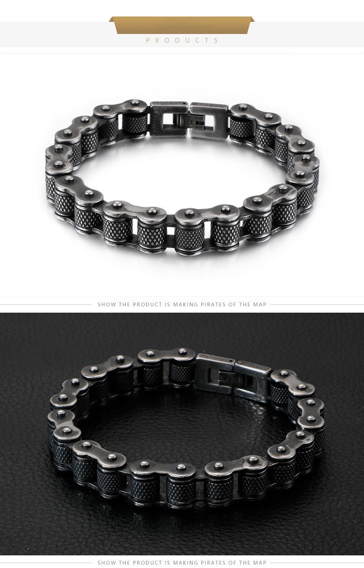 Kemstone Titanium Urban Biker Chain Bracelet – Lightweight Rugged Motorcycle Style KB86277