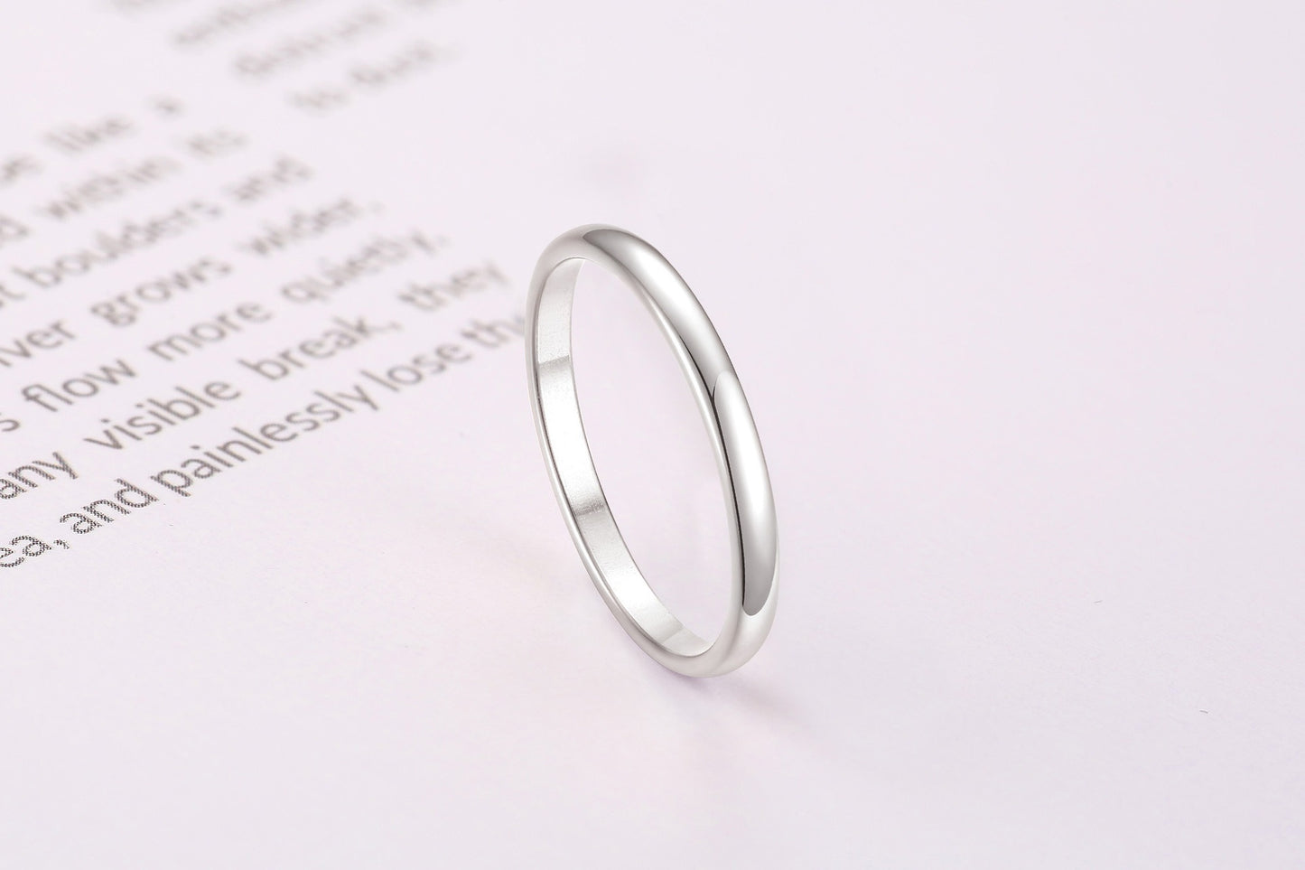 Kemstone 2mm Slim Circle Ring – Titanium Steel Stainless Steel Smooth Band for Daily Stacking R486