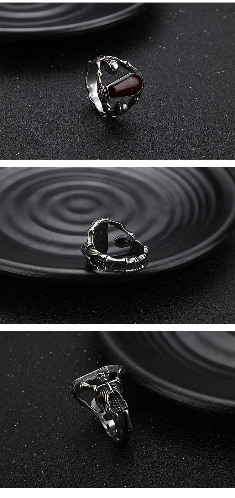 Anello a bara da vampiro gotico Kemstone - Gioiello punk in acciaio inossidabile con inserto in resina per uomo KR52409-K