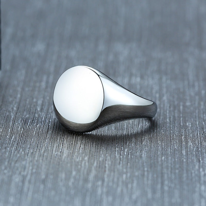 Anillo de acero inoxidable Kemstone con banda ancha - Joyería geométrica minimalista para parejas RC-448