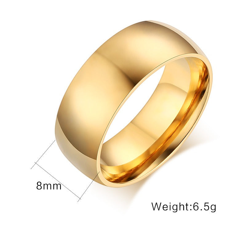 Anillos minimalistas de titanio Kemstone para pareja - Acabado dorado liso galvanizado R-001