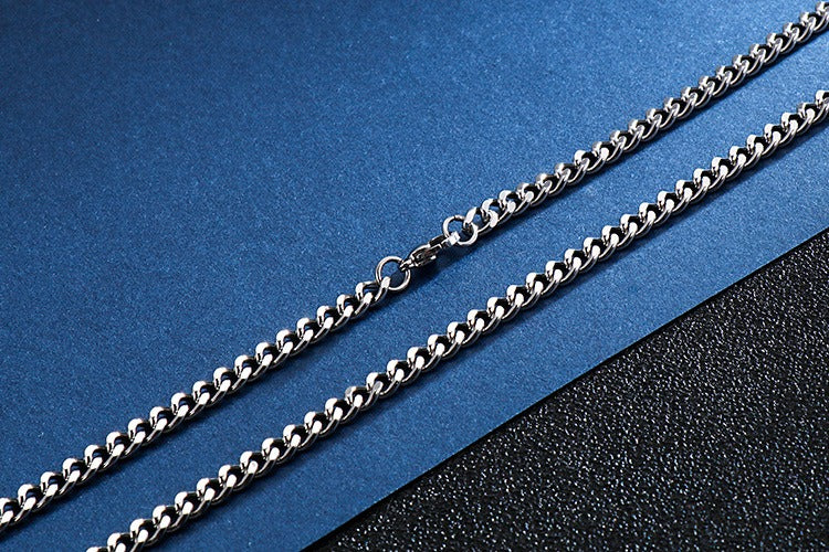 Kemstone Men’s Stainless Steel Curb Chain Necklace – 3-9.5mm Width, 45-50cm, Minimalist Street Armor KN93473-Z