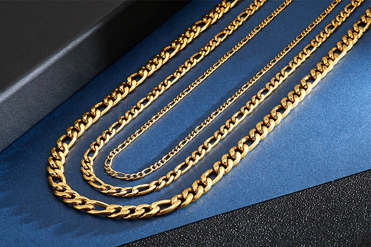 Kemstone NK Link Titanium Steel Chain – Matte & Polished Hip-Hop Necklace for Men KN93442-Z