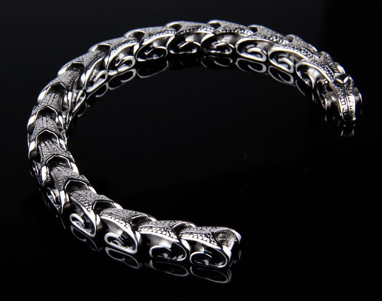 Kemstone Men’s Dragon Spine Chain Bracelet – 11mm Stainless Steel Gothic Norse KB40302-D