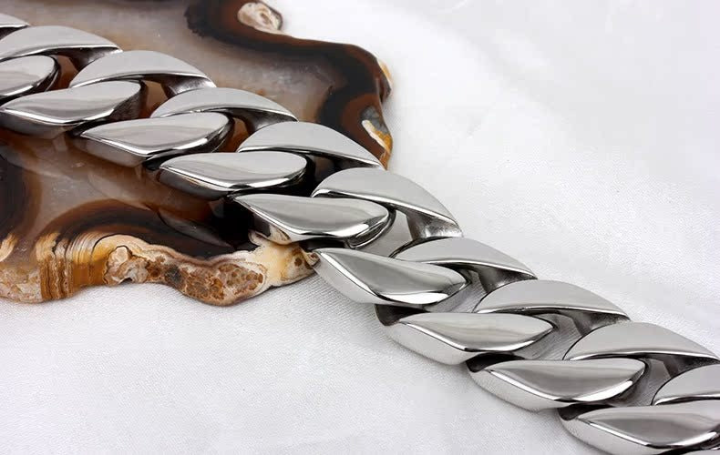 Kemstone Men’s Heavy 24mm Cuban Link Chain Necklace – Stainless Steel Streetwear Jewelry Bold Punk Style KN10319-D