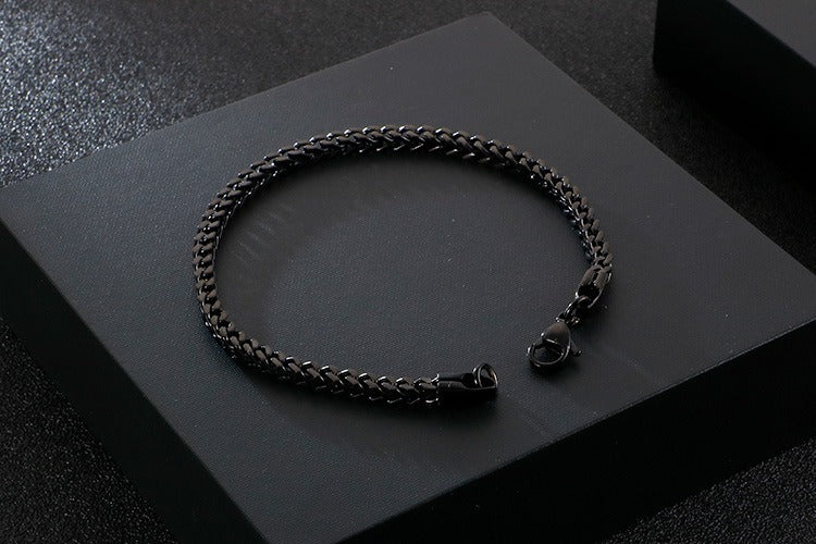 Kemstone Men’s Curb Chain Bracelet – Reversible Stainless Steel Streetwear in Gold, Silver, Black | KB129855-Z