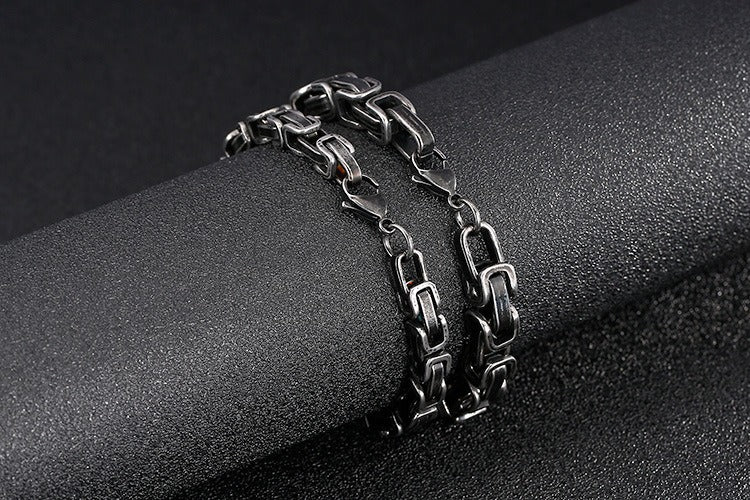 Kemstone Viking Emperor Chain Bracelet – Vintage Stainless Steel Armor-Link Design for Men KB130684-Z