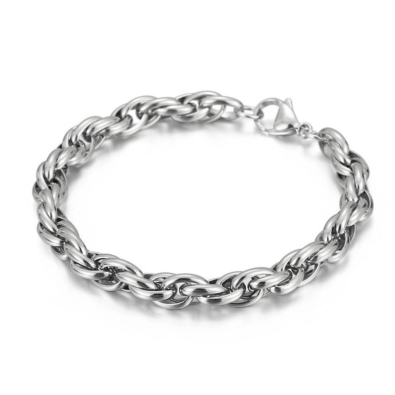 Kemstone Double-Clasp Adjustable Bracelet - Minimalist Stainless Steel Chain for Men's Daily Style KB107527-Z