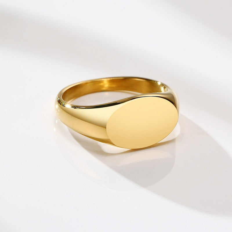 Anillo ovalado de acero inoxidable Kemstone - Joyería minimalista apilable de graduación para mujer RC-471