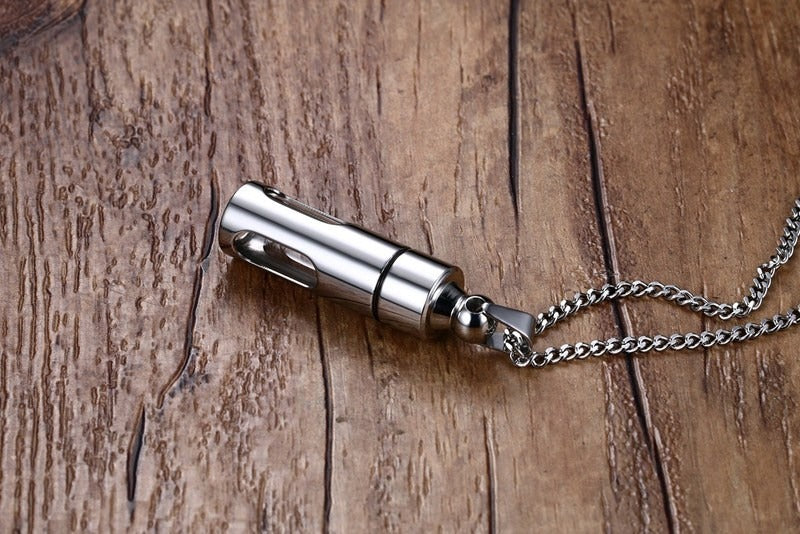 Viking Glass Perfume Bottle Pendant for Men – Stainless Steel Gothic Locket Necklace PN-720