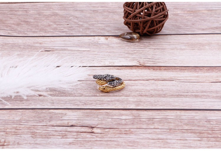 Anillo Kemstone con cabeza de serpiente estilo punk retro - Accesorio ajustable de acero inoxidable para la vida nocturna para hombre y mujer KR83245-KHX