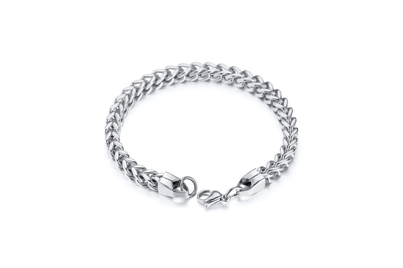 Kemstone Men’s Stainless Steel Viking Chain Bracelet – Hexagonal Link Curb Design BR-625