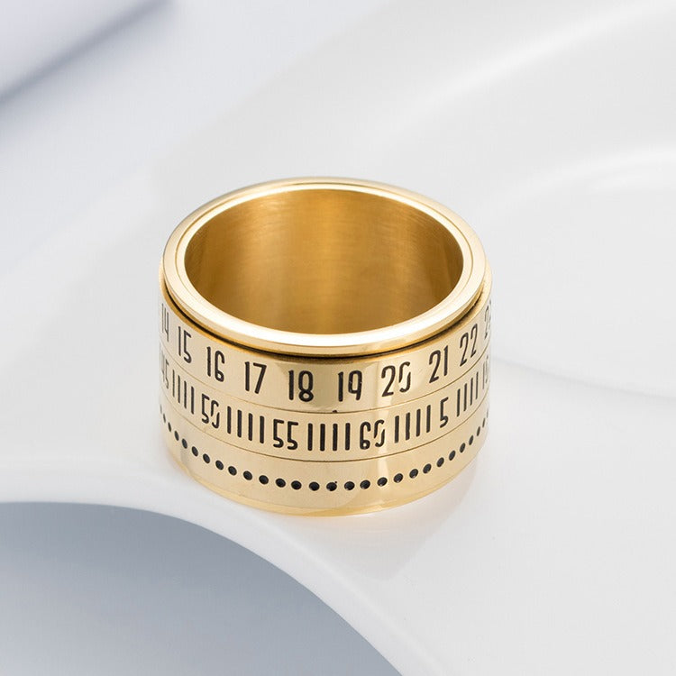 Kemstone Number Spinner Ring for Men Stainless Steel 14MM Wide Band K-R123