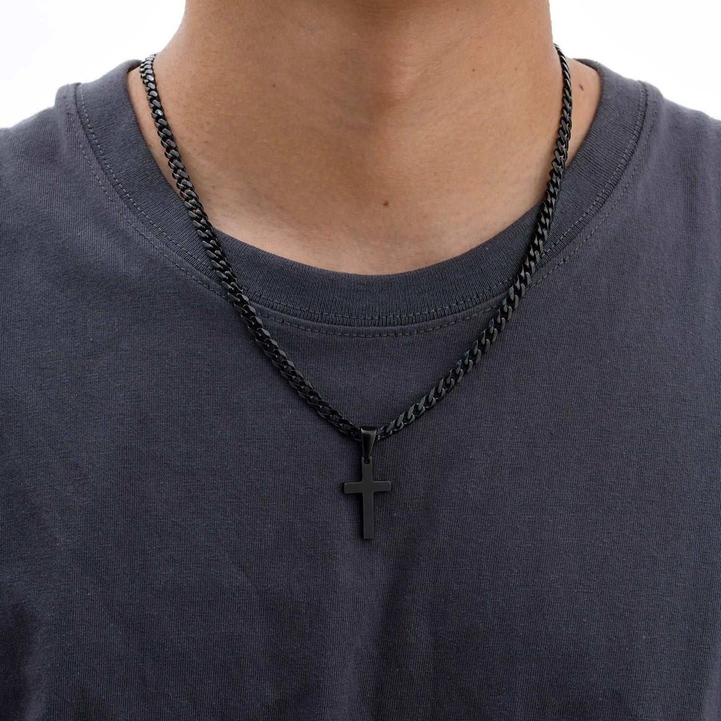 Kemstone Stainless Steel Cross Necklace for Men & Women – Gold, Silver, Black PN-1479