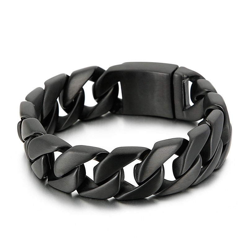 Kemstone Matte Titanium Steel Cuban Link Bracelet – Rugged Minimalist Chain for Men’s Urban & Gothic Style KB162789