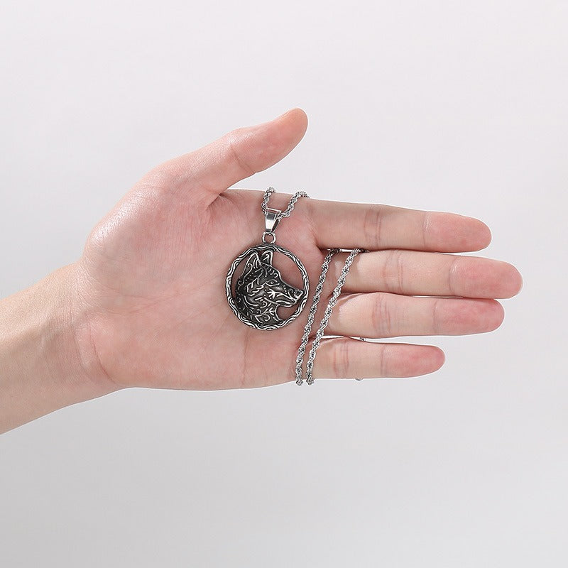 Kemstone Viking Wolf Pendant Necklace for Men – Stainless Steel Symbol Jewelry KP116382-MZOZ
