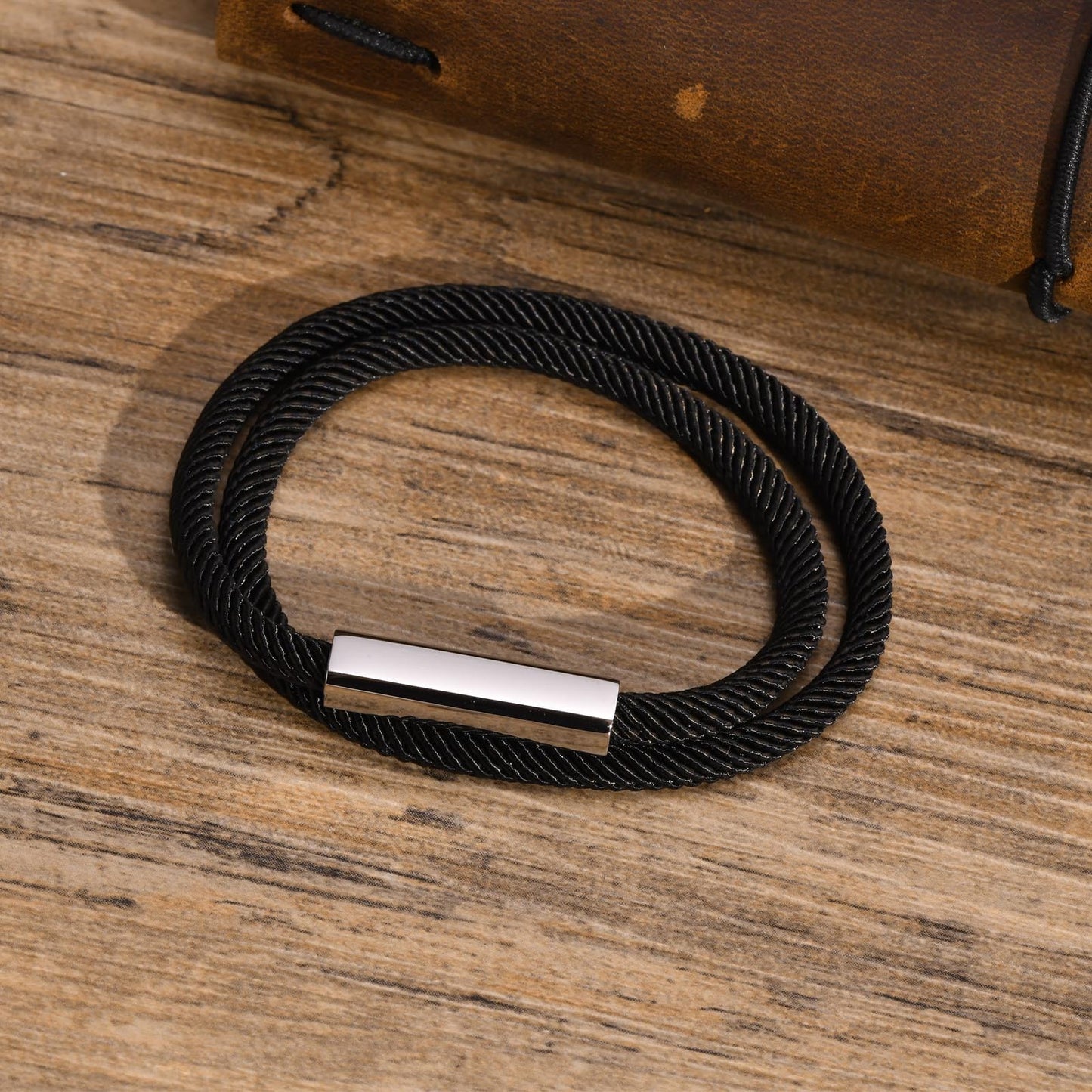 Men’s Double-Layer Milan Rope Bracelet – Stainless Steel Magnetic Clasp | Minimalist Street Style BR-1449