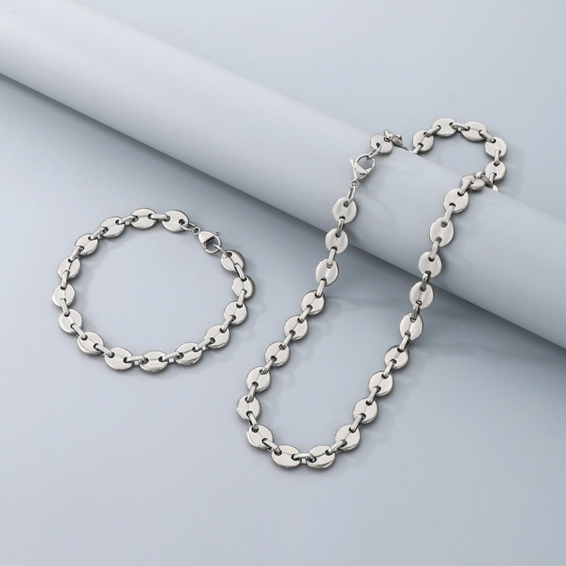 Kemstone Titanium Steel Chain Bracelet – Geometric Pig Nose Link for Men | Urban Gothic Streetwear Style KS193903-Z