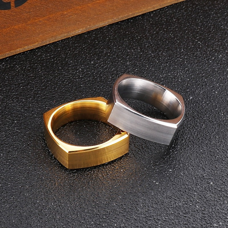 Anillo Kemstone cuadrado de acero cepillado para hombre: diseño minimalista moderno para el día a día KR102160-KFC