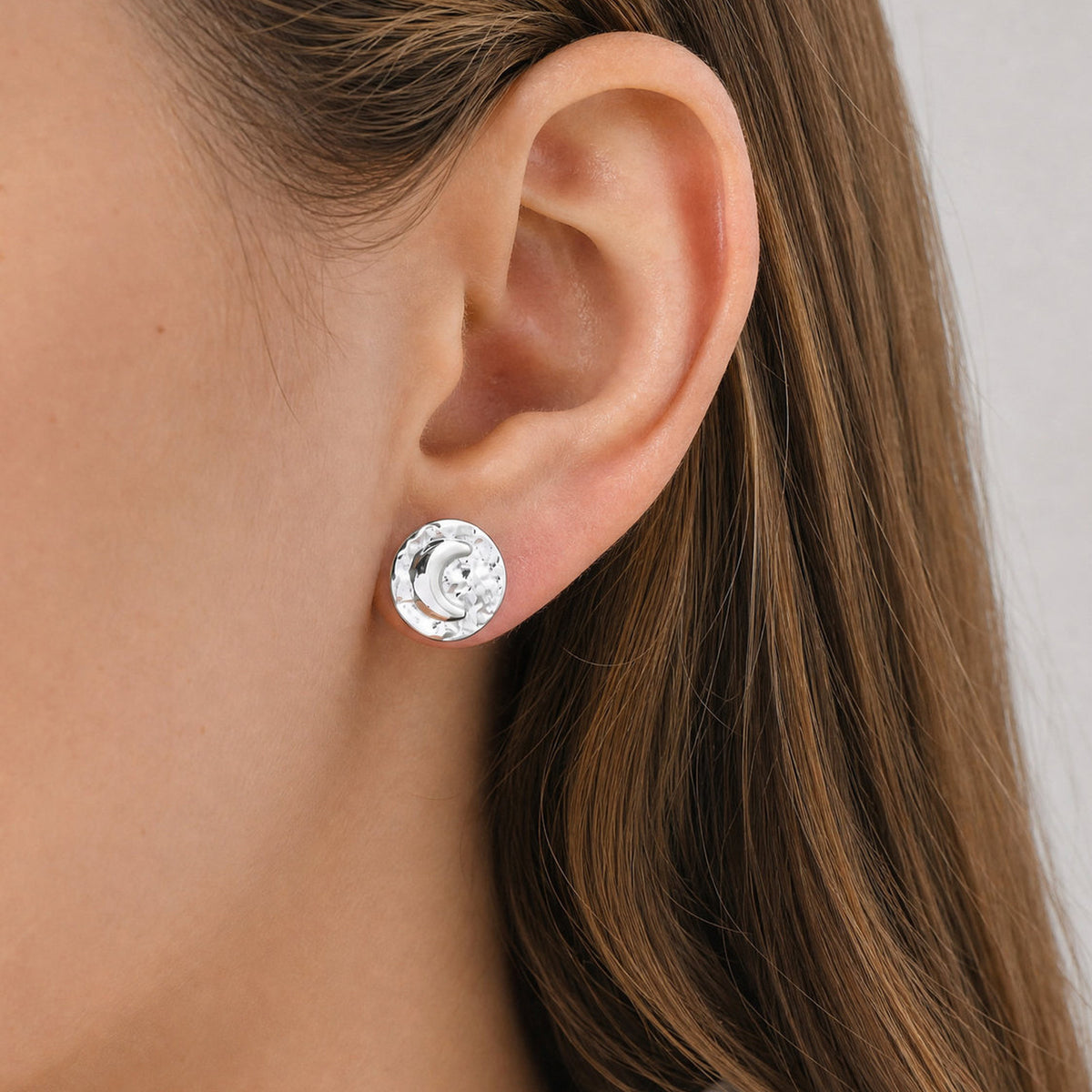 Kemstone Star Moon Stud Earring for Men Stainless Steel ES-857