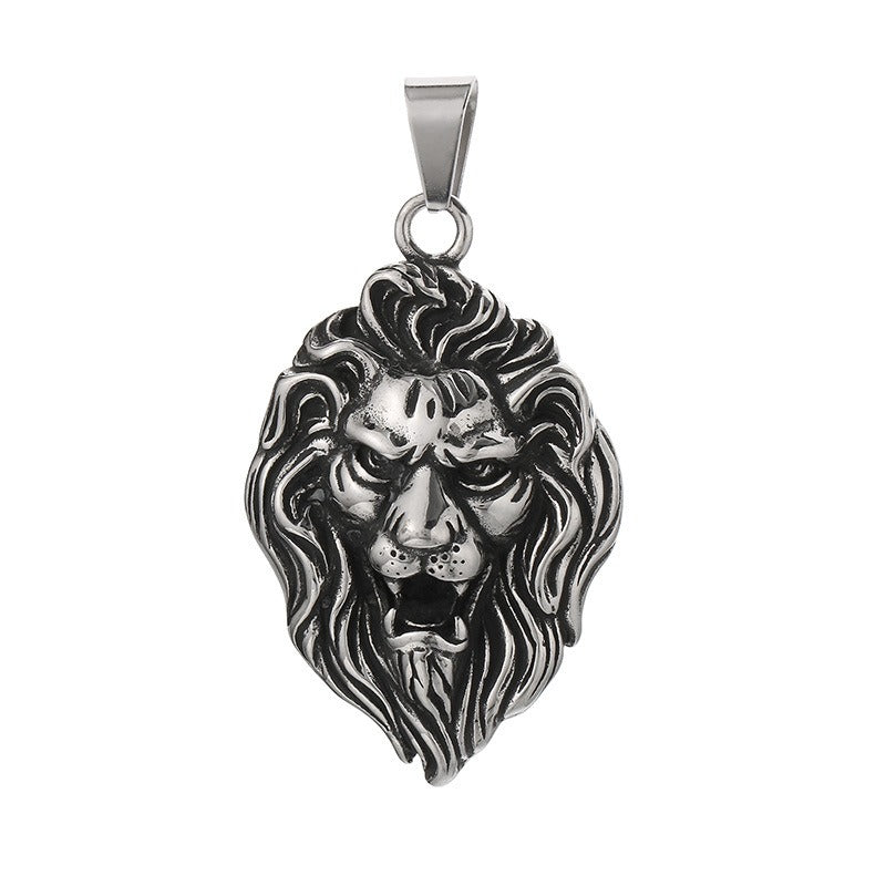 Kemstone Predator Series - Collana con ciondolo leone/lupo/volpe in acciaio al titanio opaco per abbigliamento punk da uomo KP79439-BD