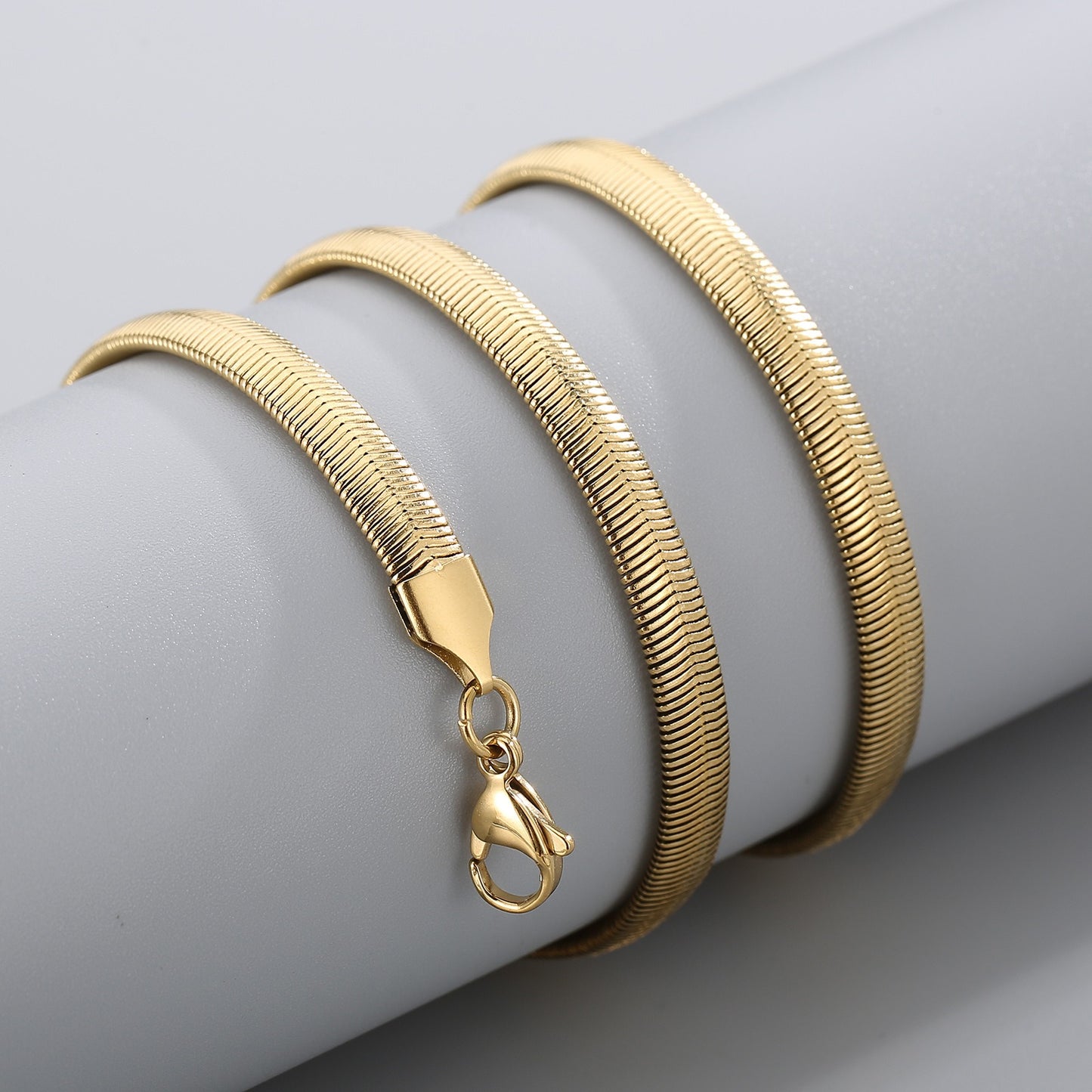 Men’s Flat Snake Chain Necklace – 6mm & 8mm 316L Stainless Steel Gothic Streetwear Jewelry KN203549-Z