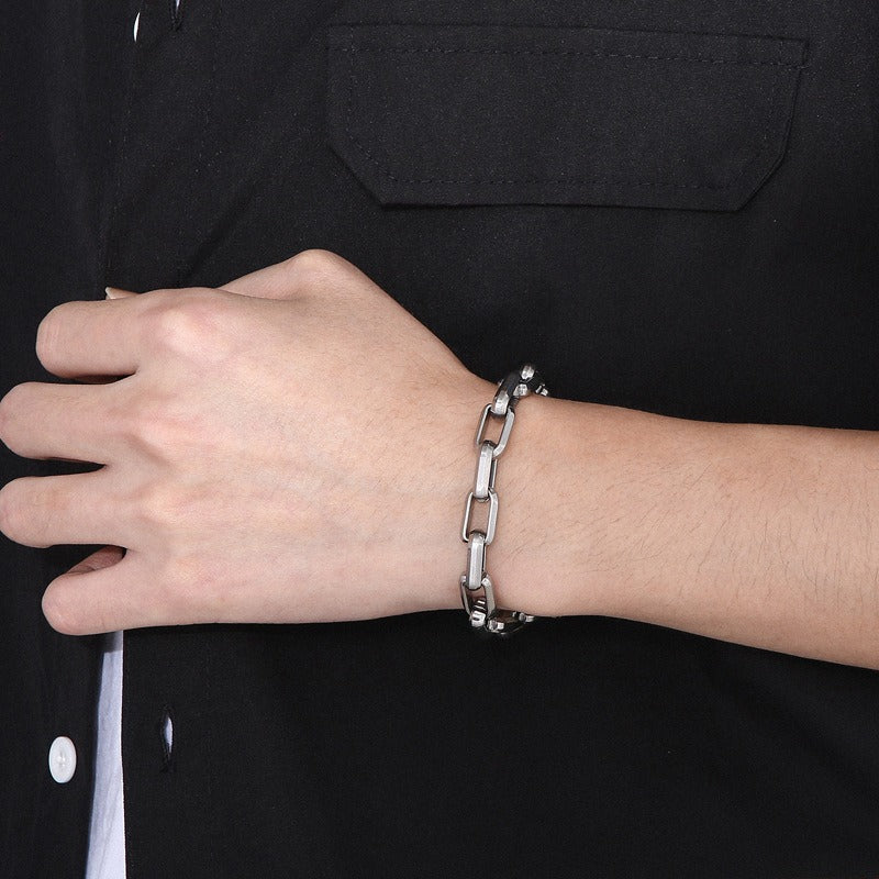 Kemstone Bold Square-Link Titanium Bracelet & Necklace – Raw Urban Edge KB153345-Z