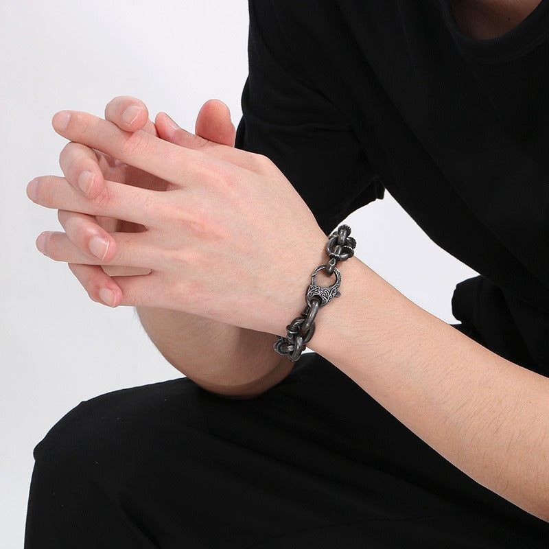 Kemstone Men’s Rivet Chain Bracelet or Necklace – Stainless Steel Punk Nail-Link Jewelry KB126373