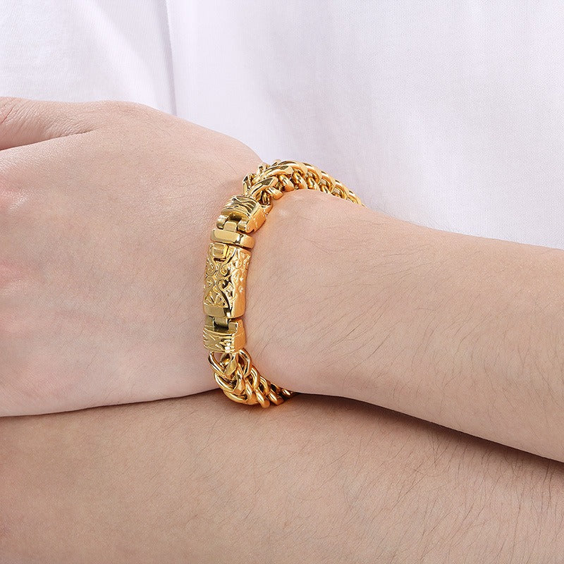 Kemstone Titanium Steel Dragon Bone Chain Bracelet for Men KB180725-KJX