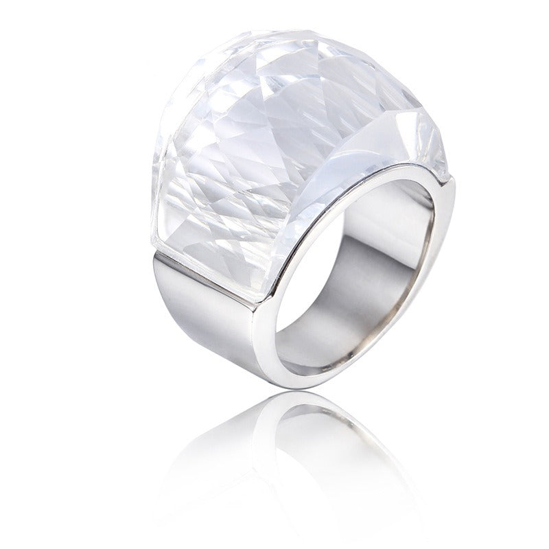 Anillo de oro de 18 quilates con baño electrolítico al vacío de Kemstone y cristal multicolor, diseño de estética simplificada KR31887-K