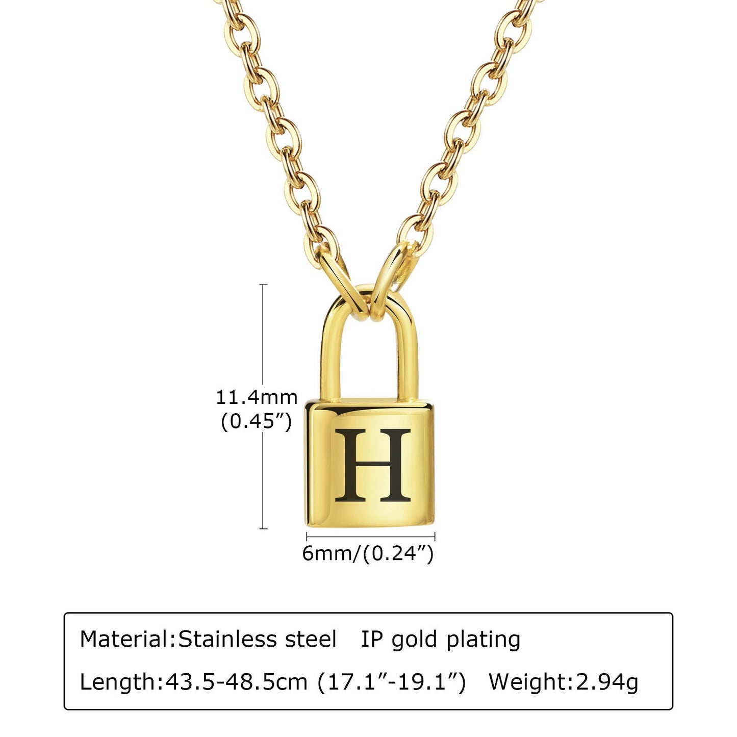 Colgantes de letras con cerradura de acero inoxidable Kemstone: collar minimalista con el alfabeto para historias cotidianas NC-1033